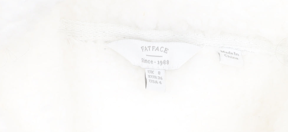Fat Face Women's White Hoodie Size 8, Zip Fleece