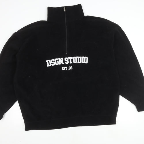 Boohoo Women's Black Full Zip Sweatshirt Size 16