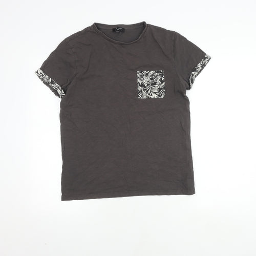 New Look Men M Grey Cotton T-Shirt with Pocket