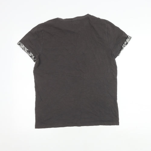 New Look Men M Grey Cotton T-Shirt with Pocket