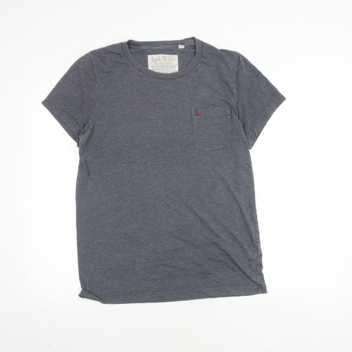Jack Wills Men's Grey T-Shirt M Crew Neck Logo Accent