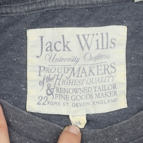Jack Wills Men's Grey T-Shirt M Crew Neck Logo Accent