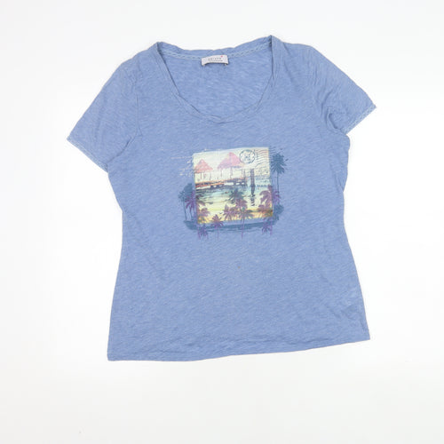Marks and Spencer Women's Blue T-Shirt Size 12 Casual