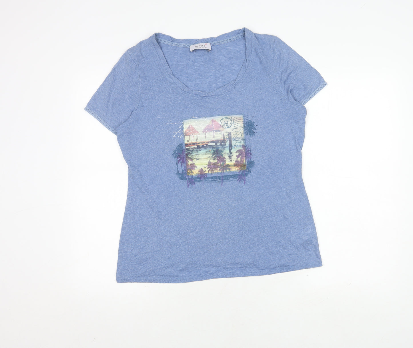 Marks and Spencer Women's Blue T-Shirt Size 12 Casual