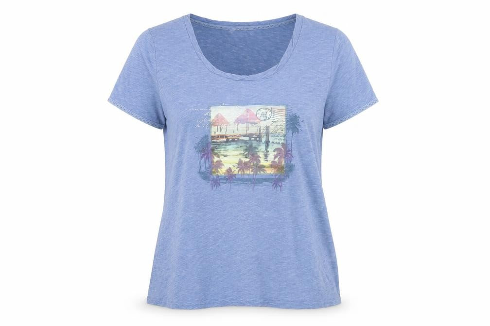 Front view of Marks & Spencer Women's Blue T-Shirt, size 12, Casual