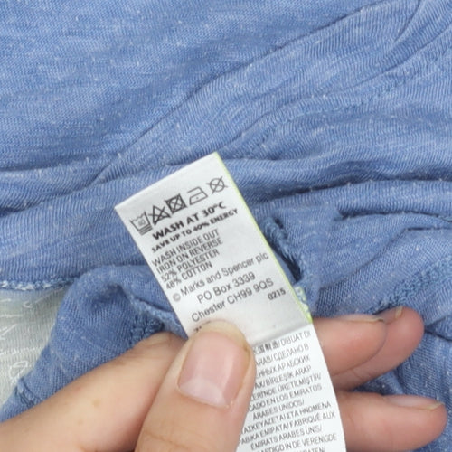 Marks and Spencer Women's Blue T-Shirt Size 12 Casual