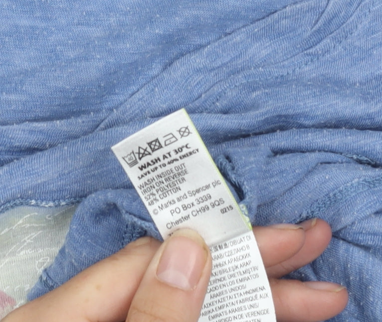 Marks and Spencer Women's Blue T-Shirt Size 12 Casual