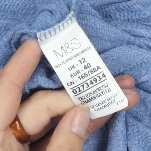 Marks and Spencer Women's Blue T-Shirt Size 12 Casual