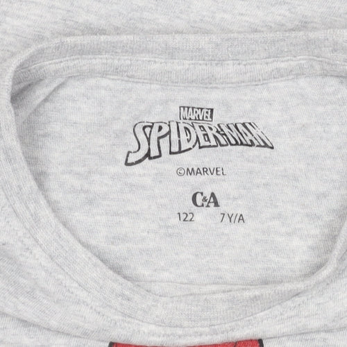 C&A Boys Grey Spider-Man T-Shirt 7 Years, Superhero Graphic