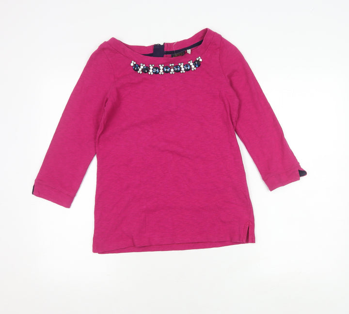 Joules Women's Pink XS Beaded Boat Neck Top