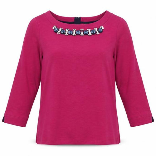 Joules Women's Pink XS Beaded Boat Neck Top