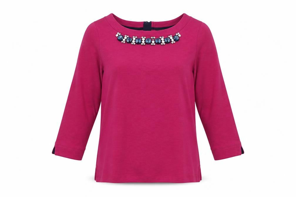 Joules Women's Pink XS Beaded Boat Neck Top
