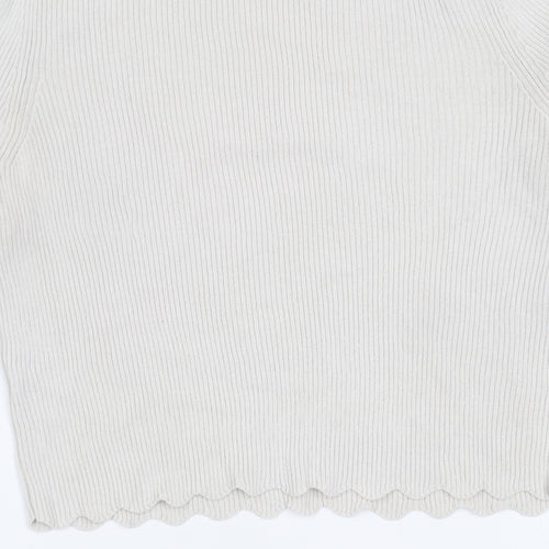 Zara Women's White Cropped Blouse, Size S, Crew Neck
