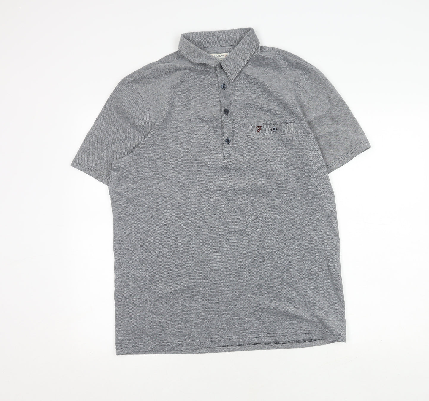 Farah Men's Grey Polo Shirt M Short Sleeve Cotton