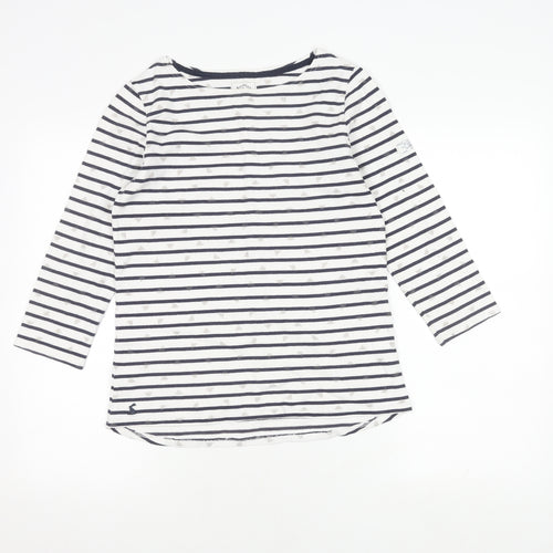 Joules Women's White Stripe 3/4 Sleeve Top