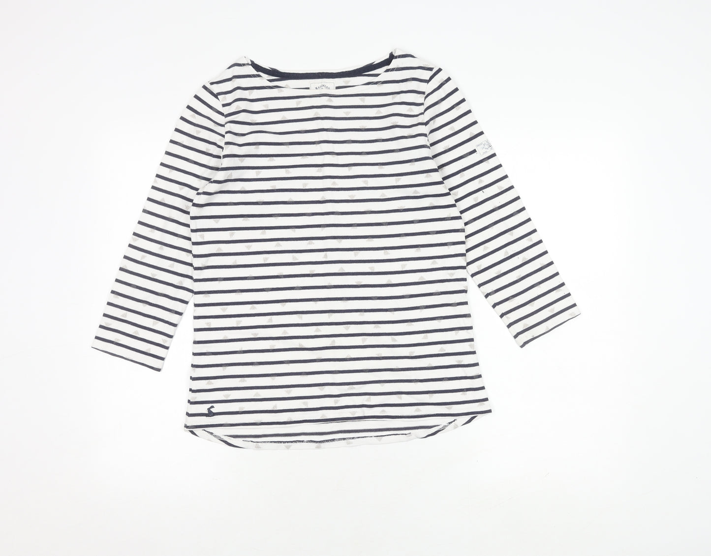 Joules Women's White Stripe 3/4 Sleeve Top