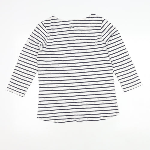 Joules Women's White Stripe 3/4 Sleeve Top