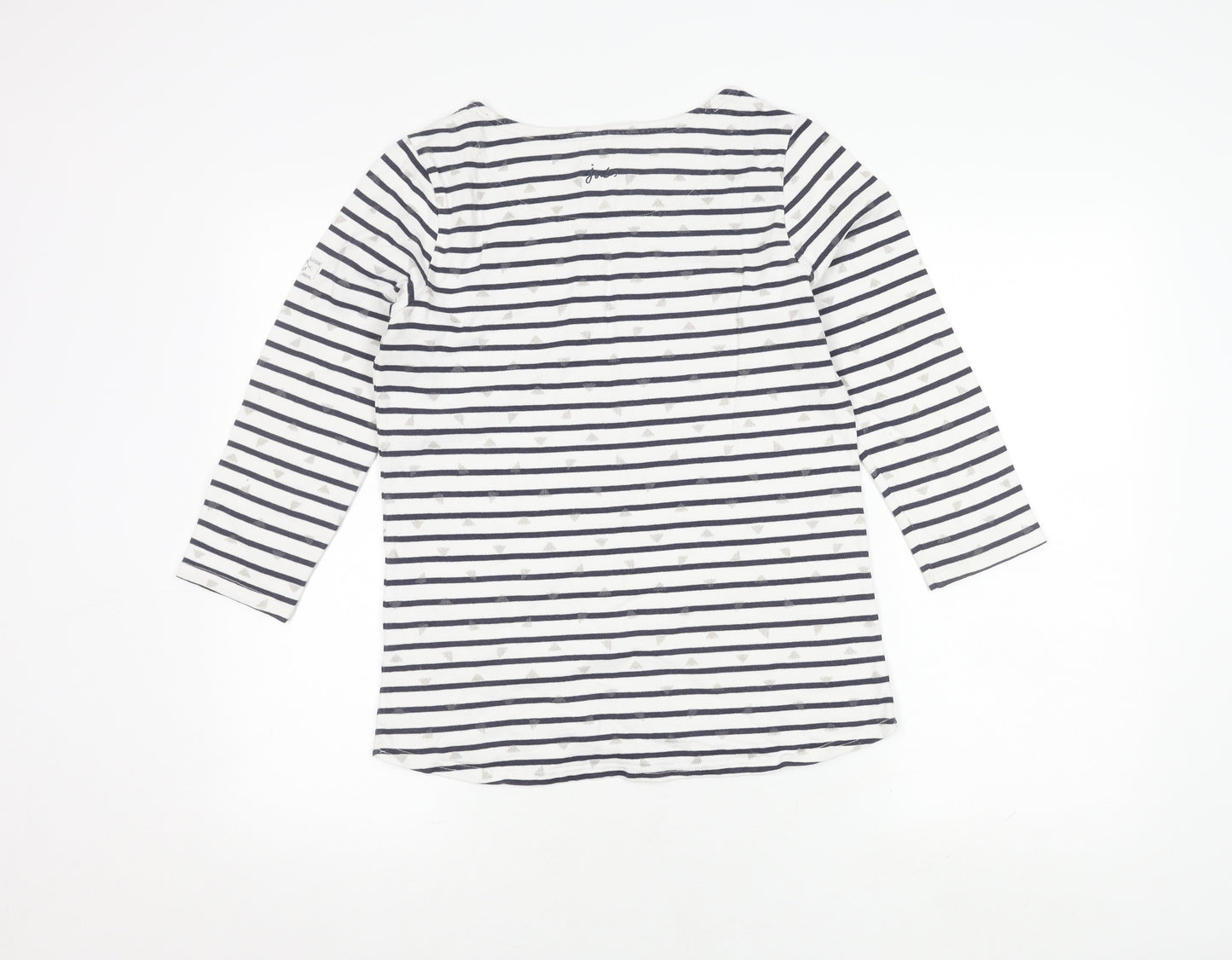 Joules Women's White Stripe 3/4 Sleeve Top