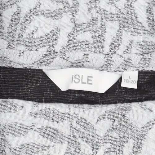 Isle Women's Grey Floral Roll Neck Jumper L