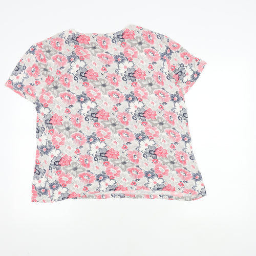 Dunnes Women's Floral T-Shirt Size 20 V-Neck Short Sleeve