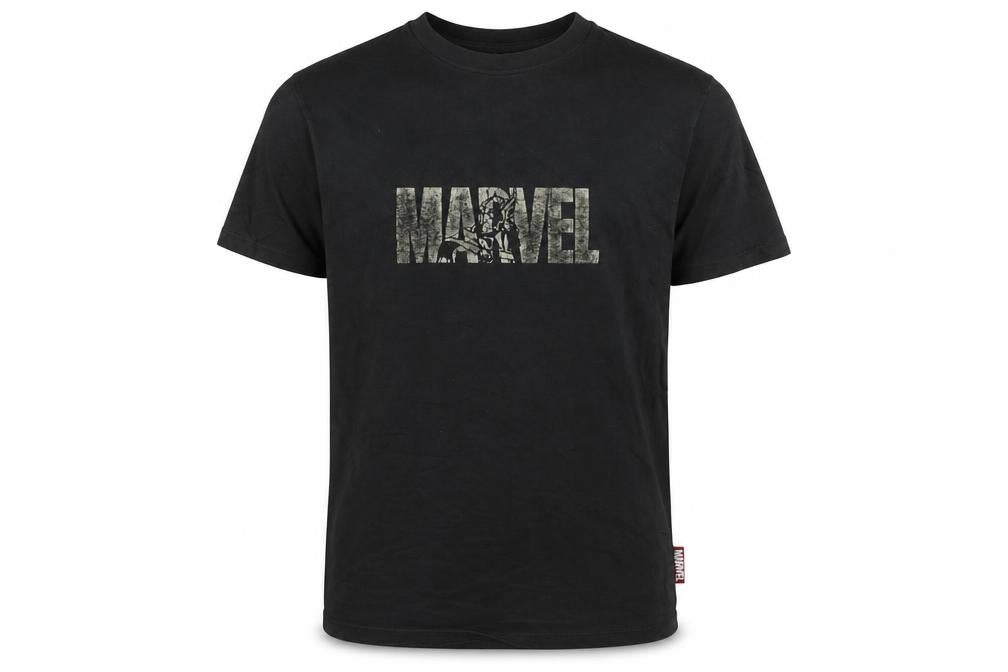 Front view of Marvel Men's Black M T-Shirt with Logo