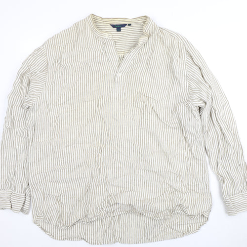 Boden Women’s Beige Striped Linen Blouse XXL