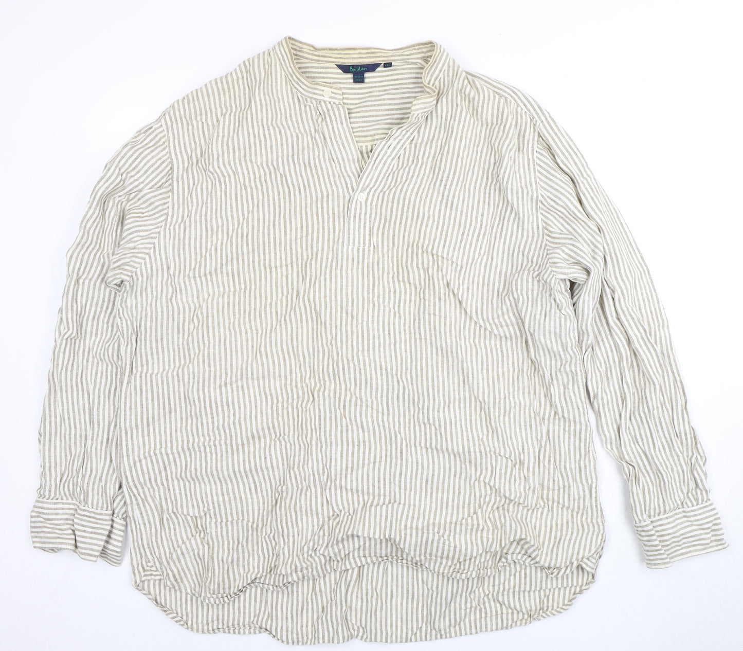 Boden Women’s Beige Striped Linen Blouse XXL