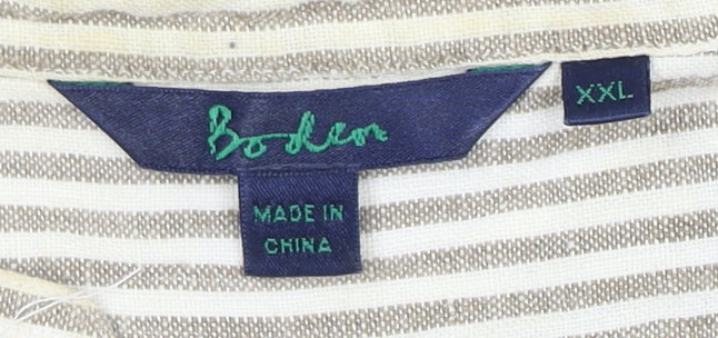 Boden Women’s Beige Striped Linen Blouse XXL