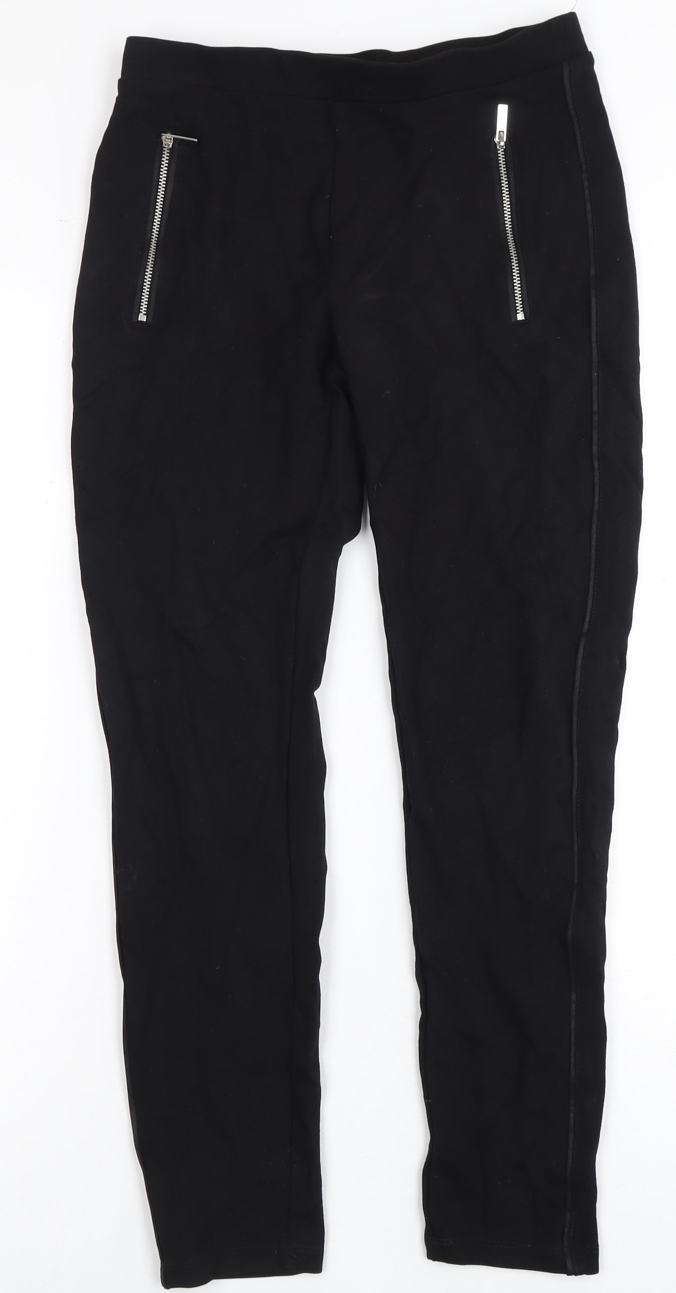 Mango Women's Black Leggings, Size S, Zip Accent