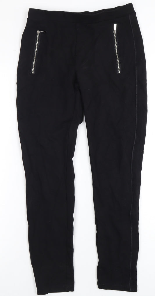 Mango Women's Black Leggings, Size S, Zip Accent