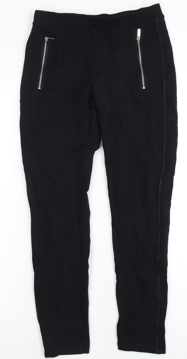 Mango Women's Black Leggings, Size S, Zip Accent
