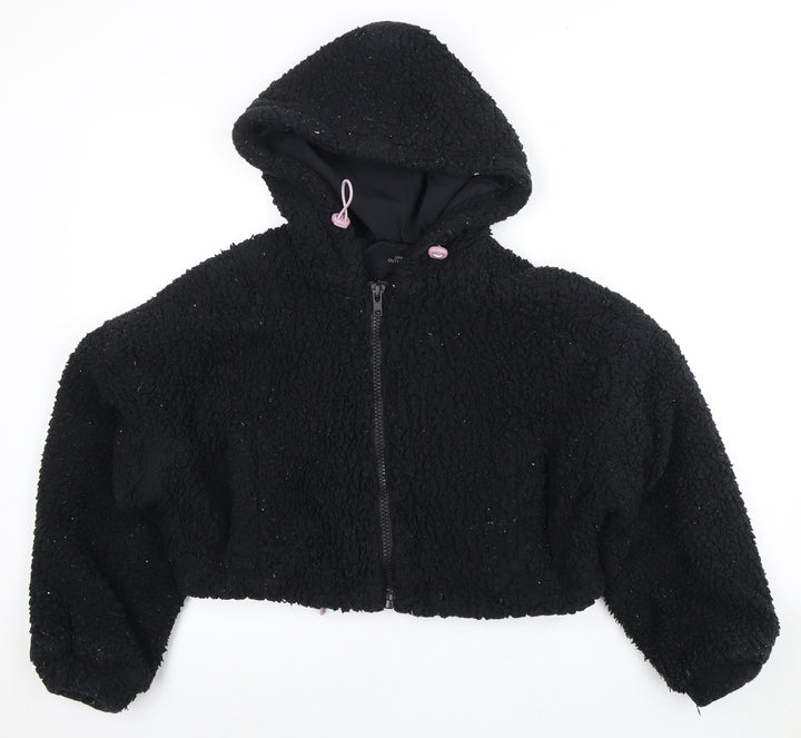 Urban Outfitters Women's Cropped Black Fleece Hooded Jacket XS