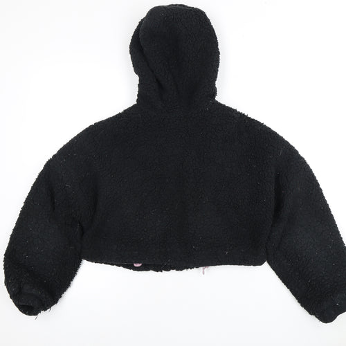 Urban Outfitters Women's Cropped Black Fleece Hooded Jacket XS