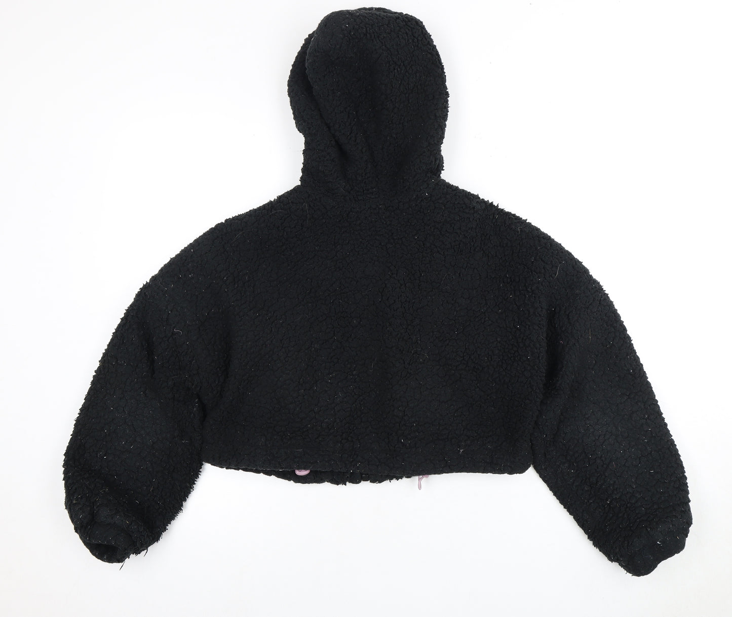 Urban Outfitters Women's Cropped Black Fleece Hooded Jacket XS