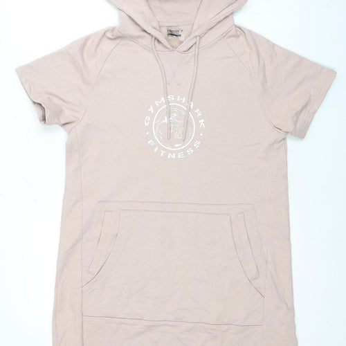 Gymshark Women's Beige Short Sleeve Tunic Hoodie S