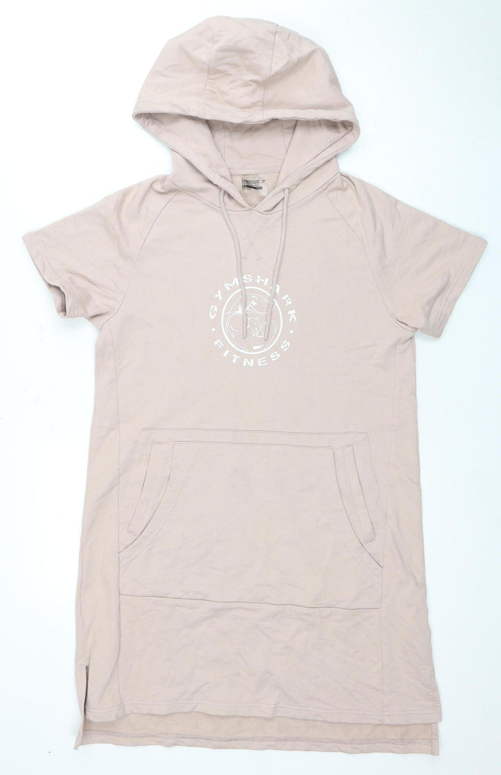 Gymshark Women's Beige Short Sleeve Tunic Hoodie S