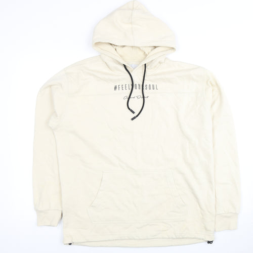 Clayton Men's Beige M Pullover Hoodie Logo Accents