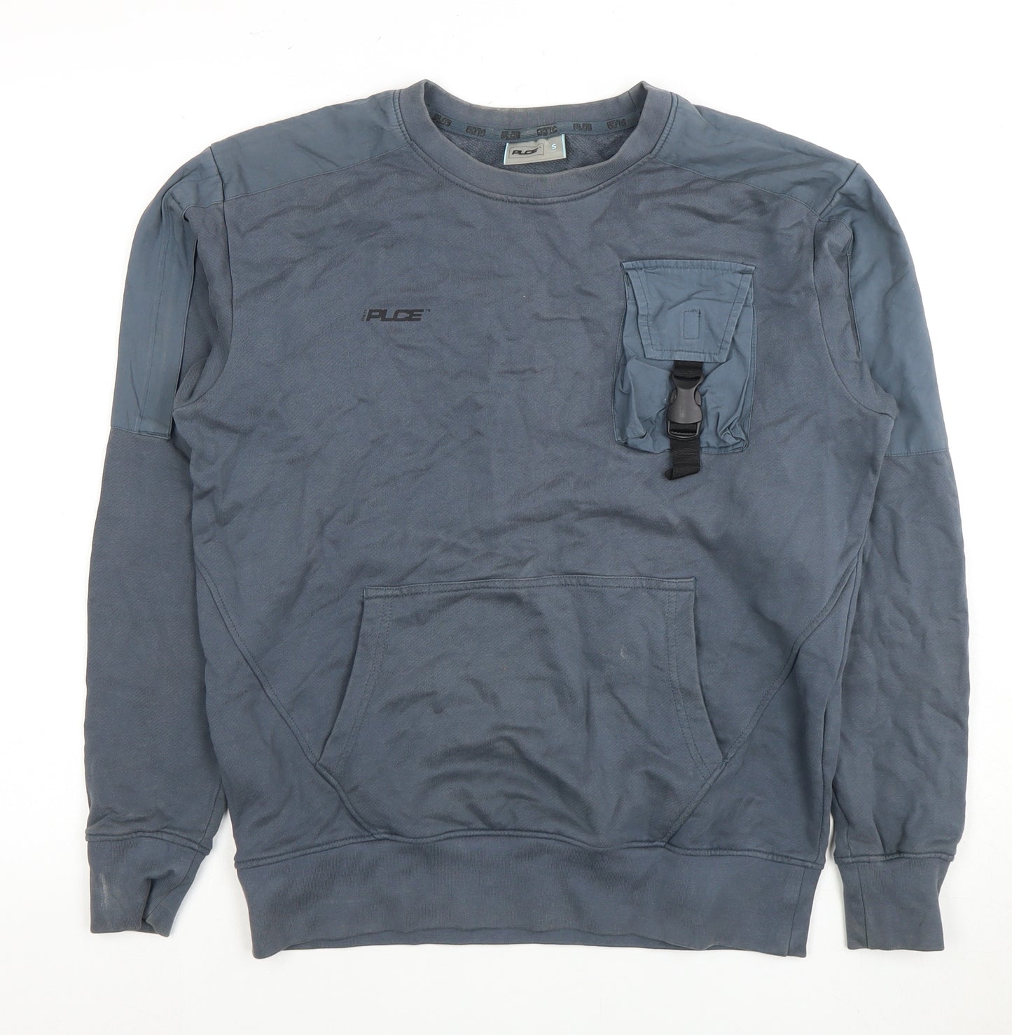 PLCE Men's Blue Pullover Sweatshirt S - Buckle Accent