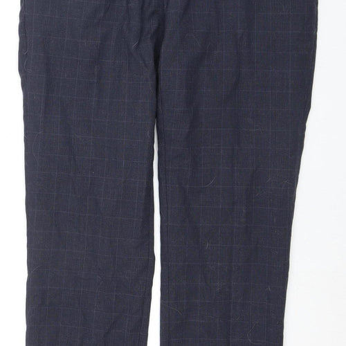 Next Men's Blue Check Suit Trousers Size 32W 29L Short