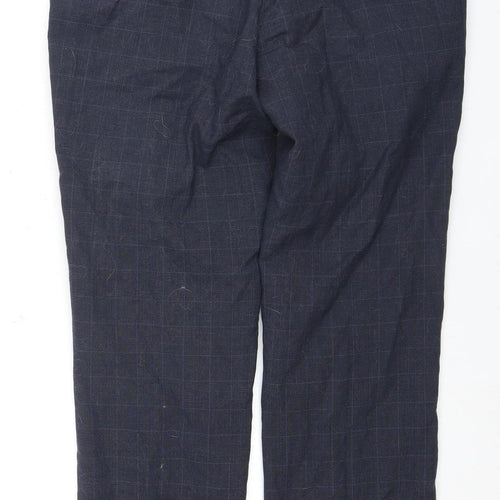 Next Men's Blue Check Suit Trousers Size 32W 29L Short