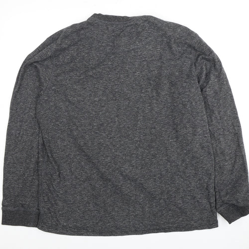 Next Men's Grey Henley Long Sleeve T-Shirt Size L