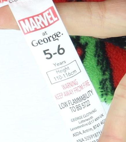 George Boys Marvel Red Fleece Robe 5-6Y Hooded Belted Superhero