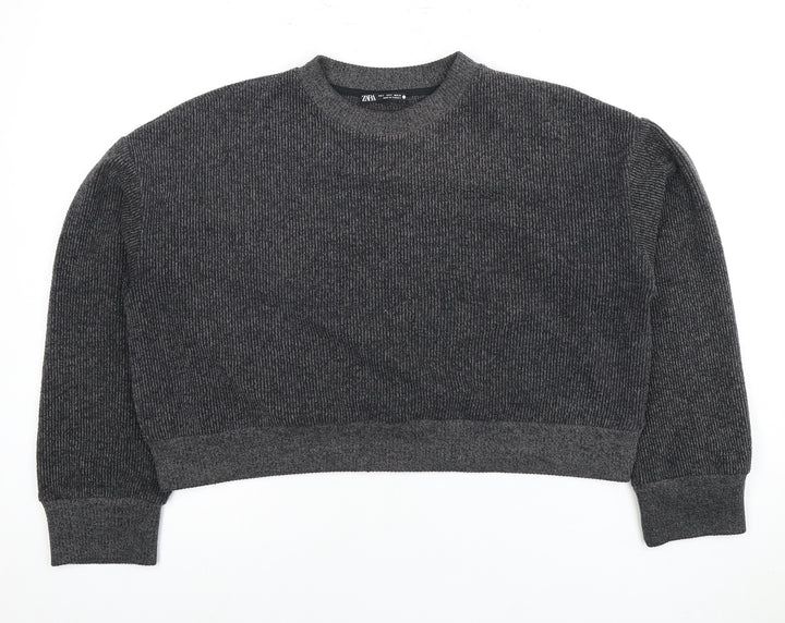Zara Women’s Grey Sweatshirt Size 8 Crew Neck Casual