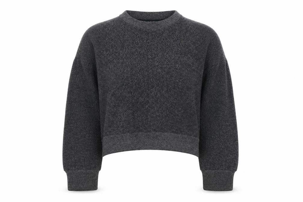 Front view of Zara Women’s Grey Sweatshirt, size UK 8, Crew Neck Casual