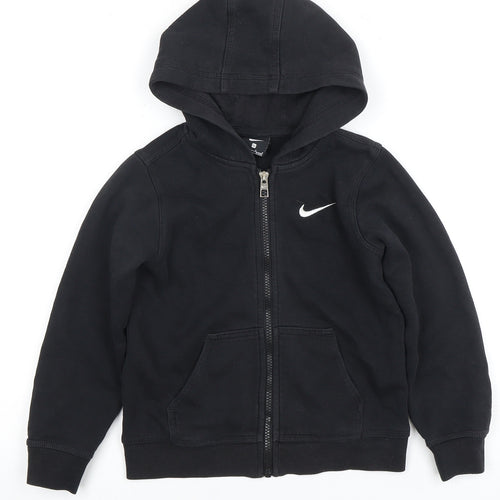 Nike Boys Full Zip Hoodie Black 7 Years Logo Fleece