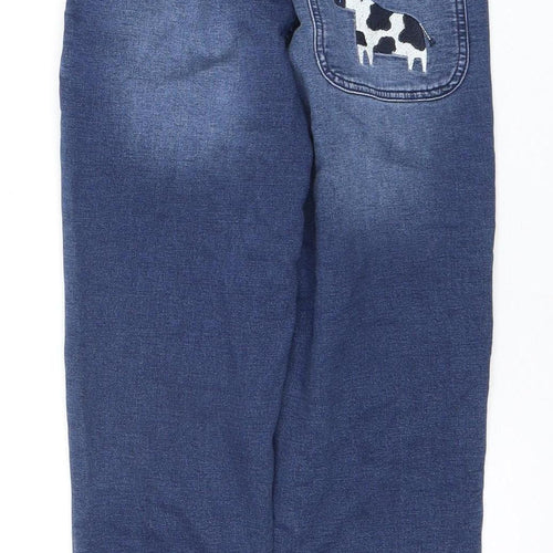 Next Girls Blue Denim Jeans, Size 6-7 Years, Fun Embroidery