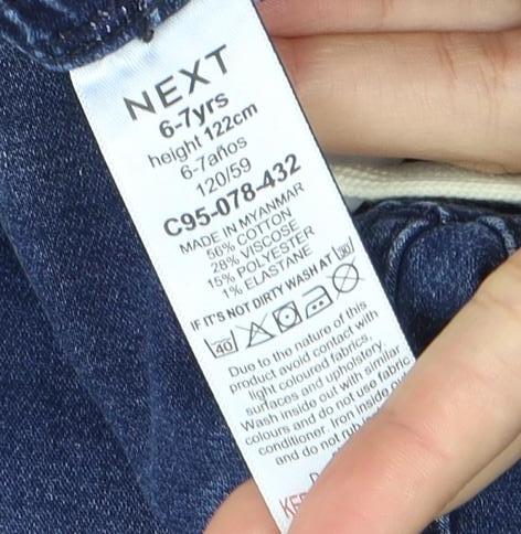 Next Girls Blue Denim Jeans, Size 6-7 Years, Fun Embroidery