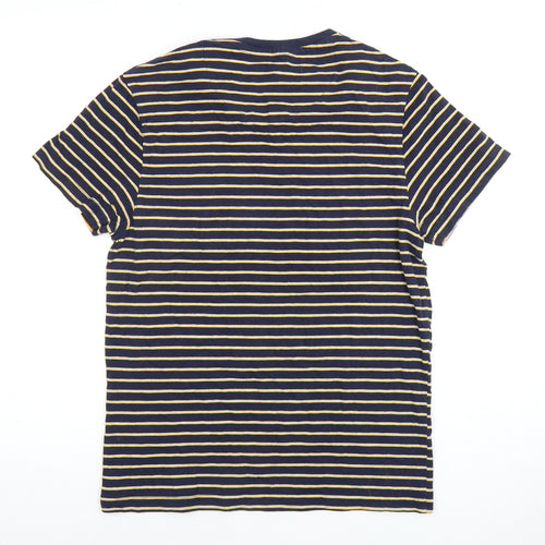 The Spitalfields Shirt Co. Men's Blue Ochre Stripe T-Shirt M