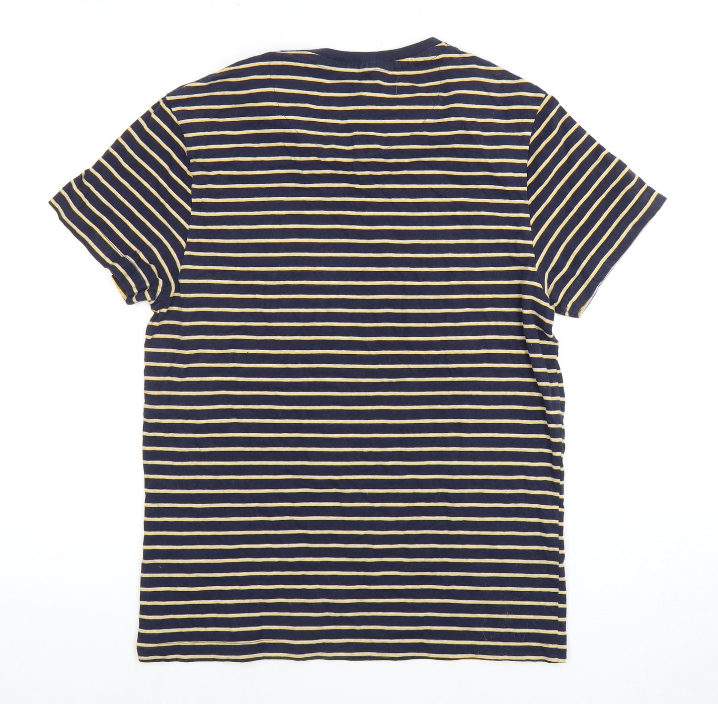The Spitalfields Shirt Co. Men's Blue Ochre Stripe T-Shirt M