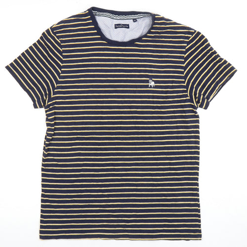 The Spitalfields Shirt Co. Men's Blue Ochre Stripe T-Shirt M